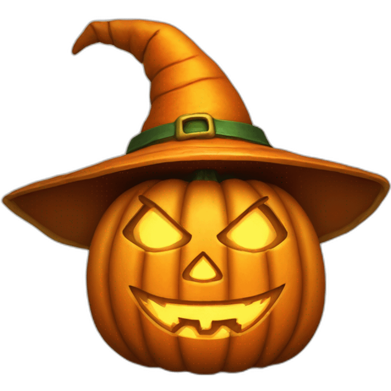 evil jack-o-lantern wearing wizard hat emoji