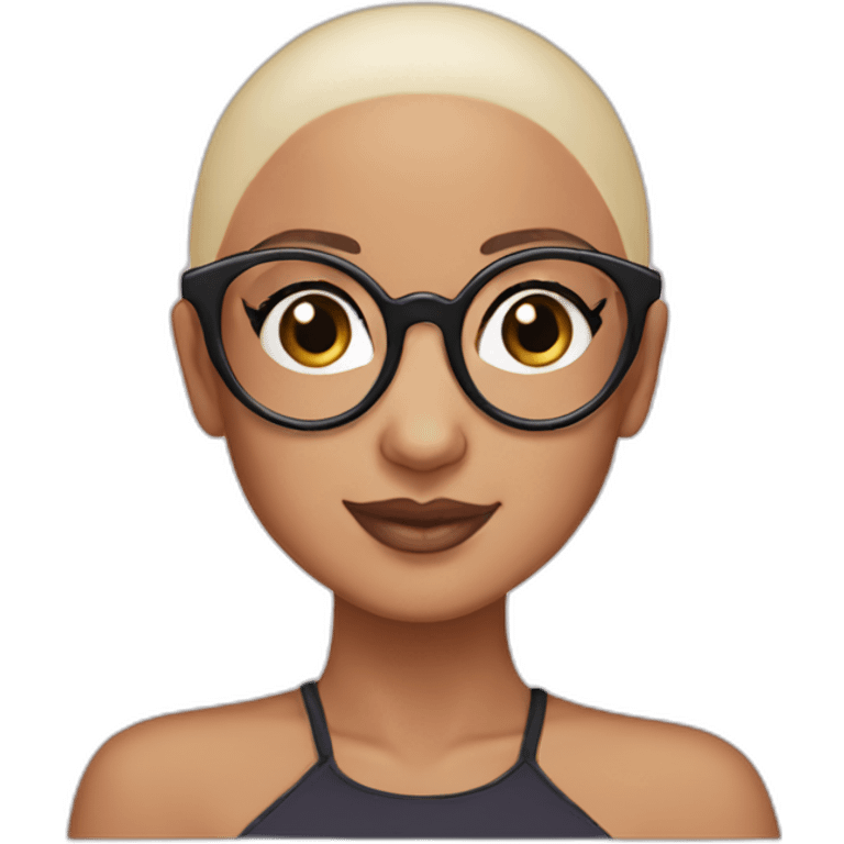 bald ariana grande with round glasses emoji