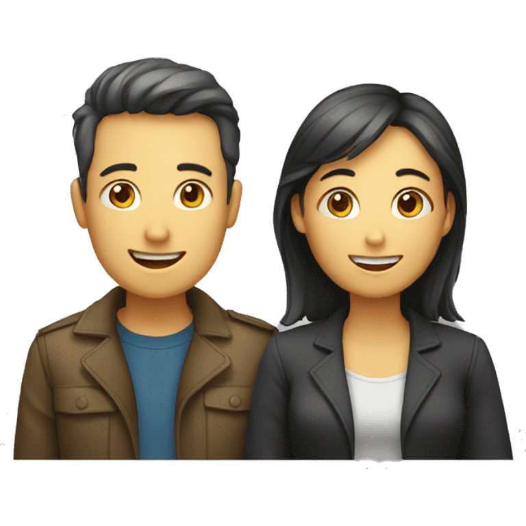 two people, a male and a female, chatting emoji