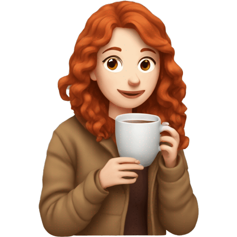 Cozy redhead drinking hot chocolate emoji