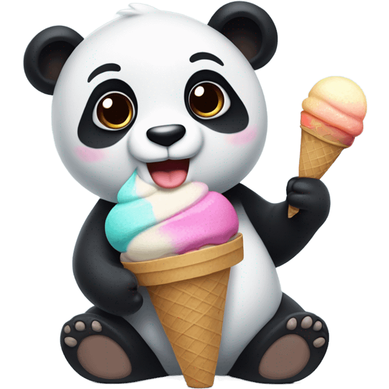 Panda eating ice cream emoji