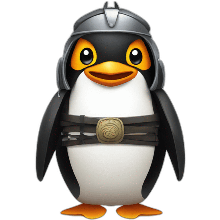 penguin with samurai helmet emoji