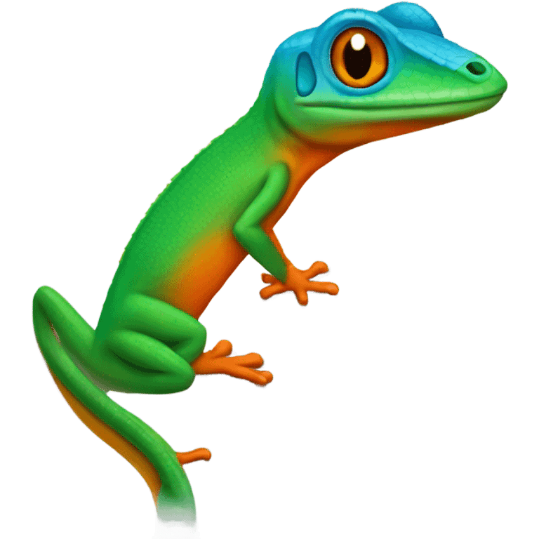 Anole lizard blue and green with orange neck emoji