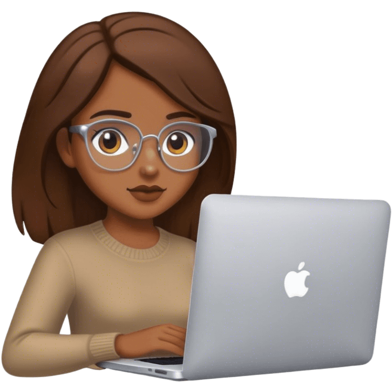 Brown girl brown hair on a Mac book emoji