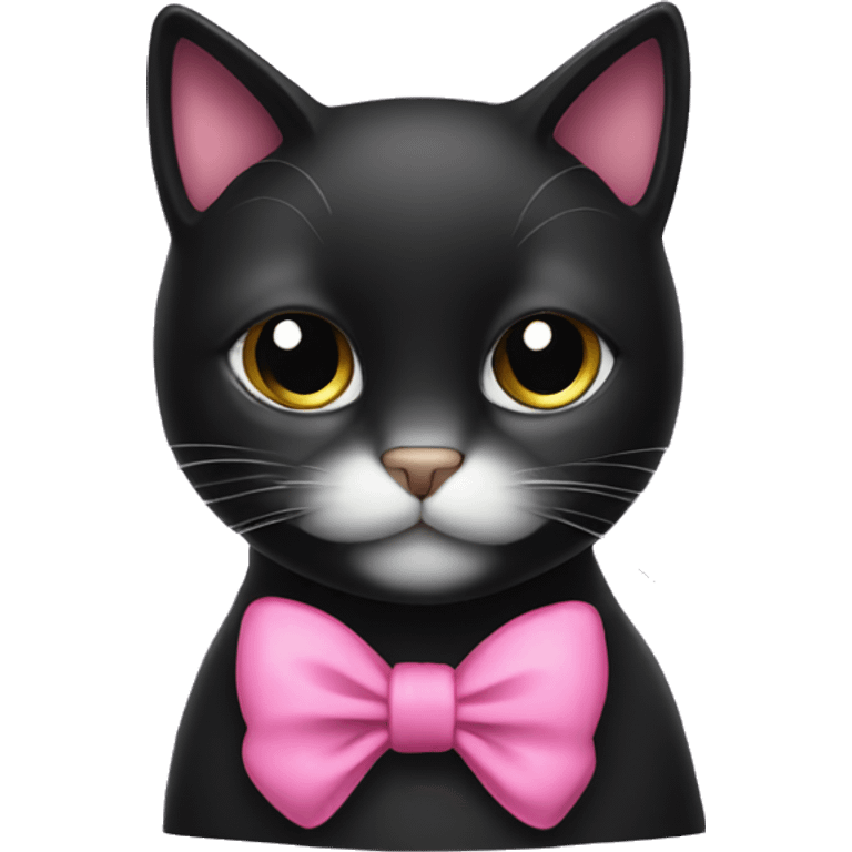 Black cat with pink bow emoji