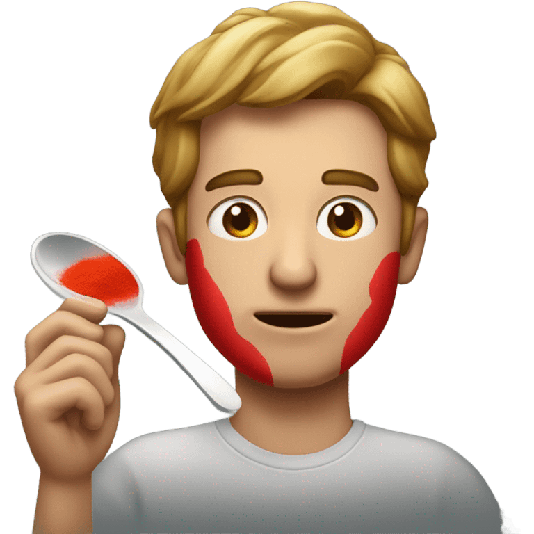 Man eating red powder  emoji