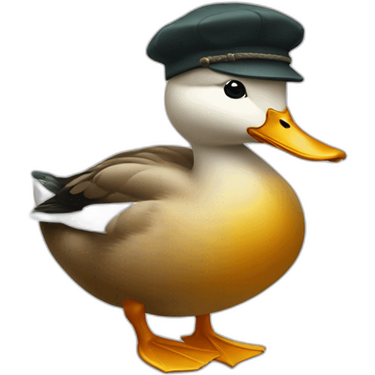 duck with danish cap emoji