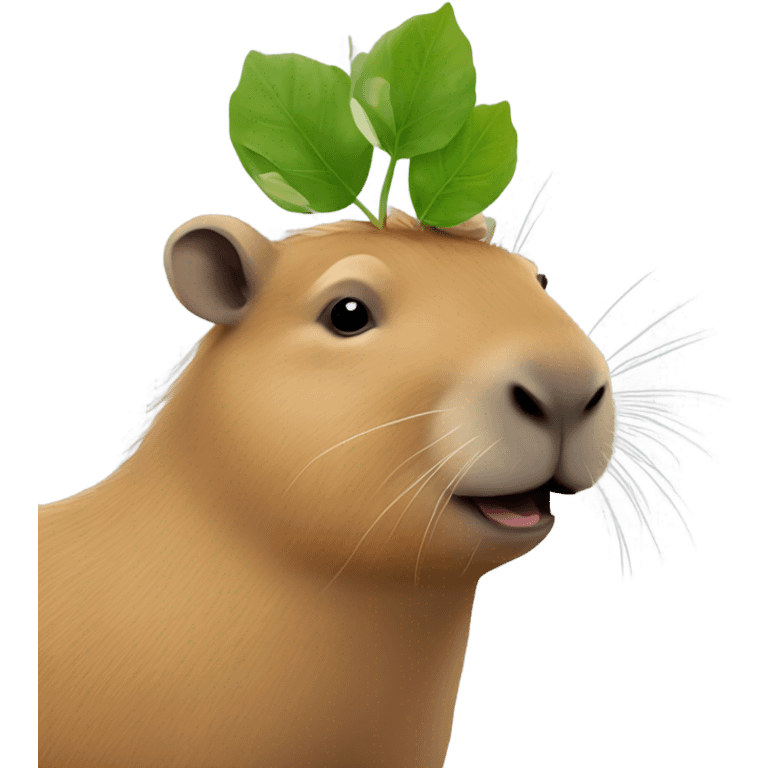 A capybarra with a small leaf on its head emoji