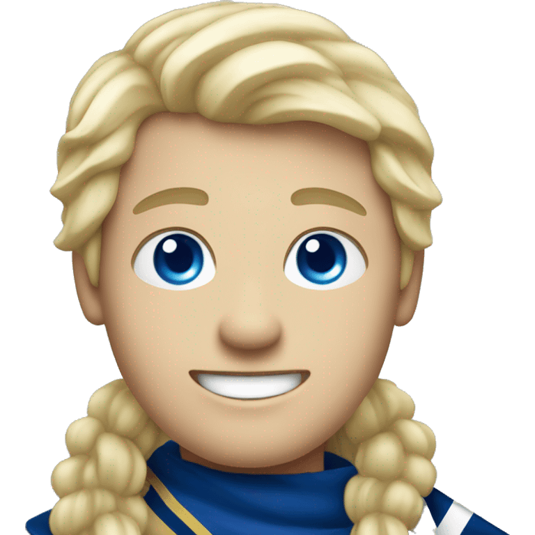 Male with blonde hair and blue eyes waving hand smiling with a Scotland flag emoji