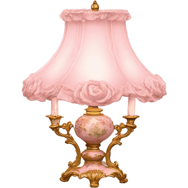 highly detailed vintage rococo light pink dainty floral lamp emoji