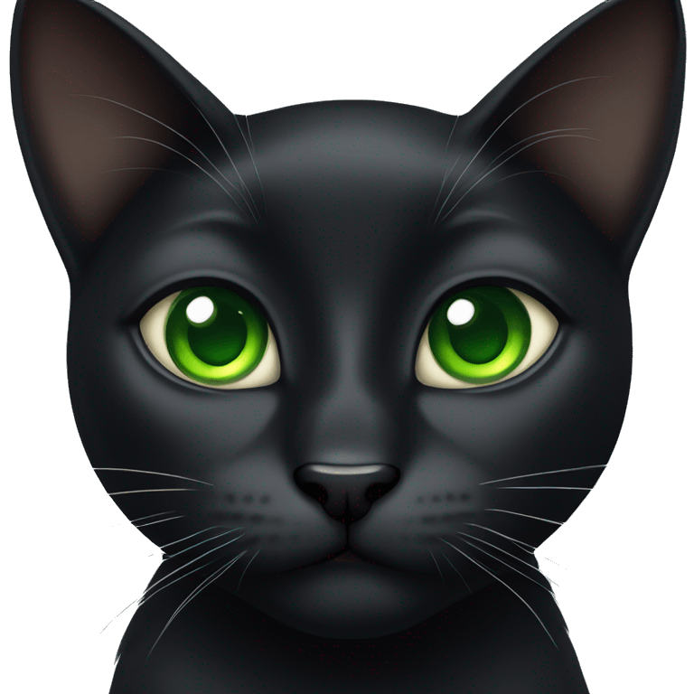 Black cat with green eyes. With a a white diamond shape on his chest  emoji