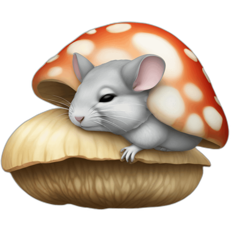 chinchilla sleeping on mushroom emoji