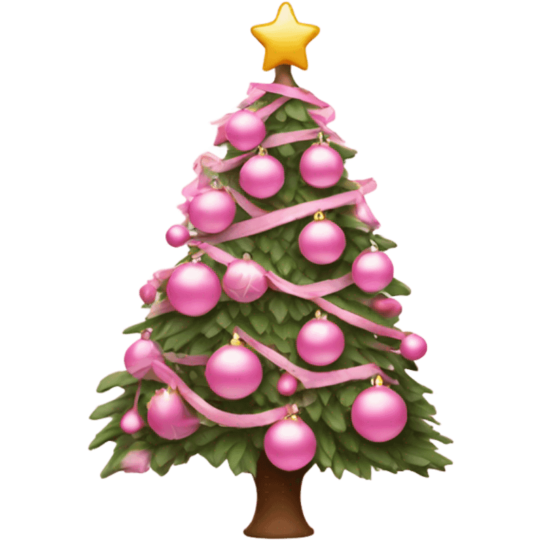 Pink Christmas tree with light pink ornaments emoji