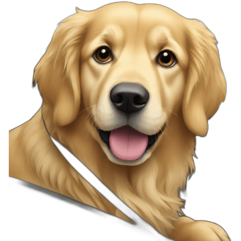 Golden retriever inside a F1 car emoji