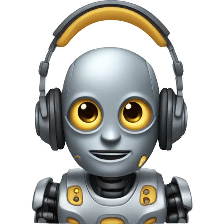 Robot with headphone emoji