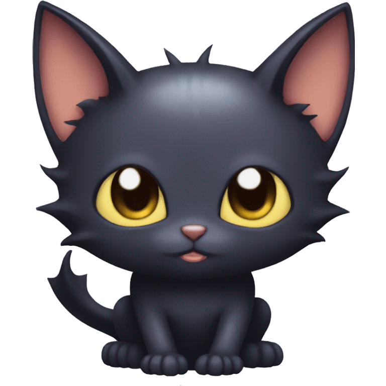 Gorgeous dark bat cat Fakémon full body emoji