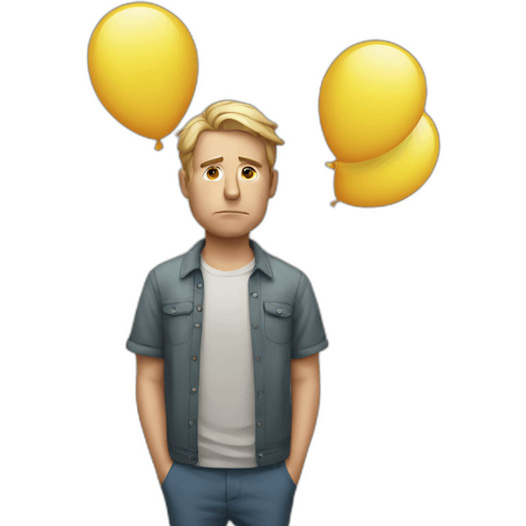 Sad white man holding balloons emoji