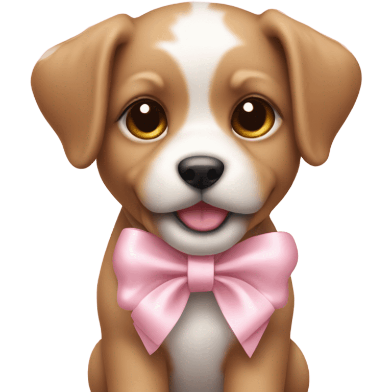 Cute puppy with light pink bow emoji