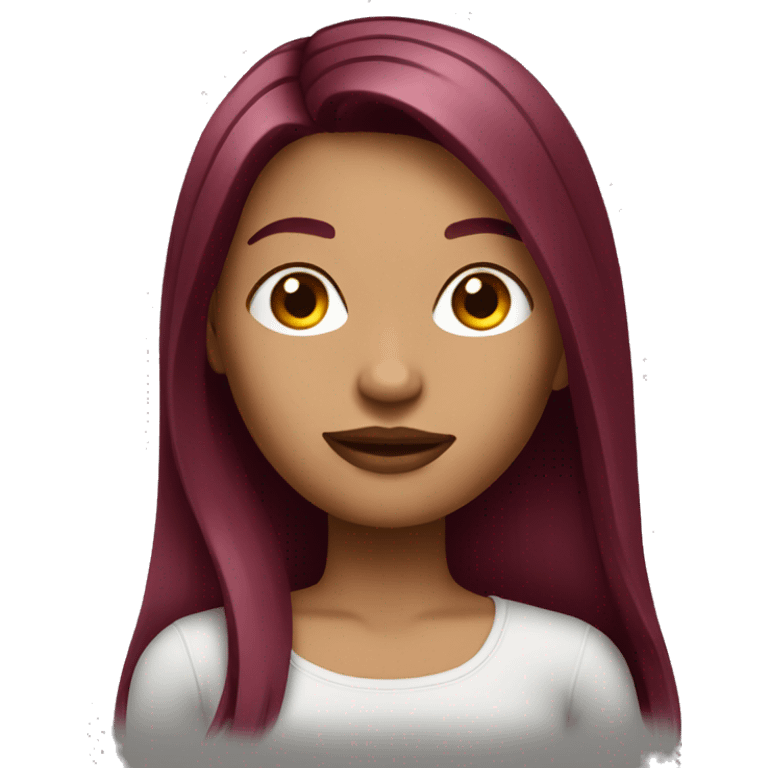 Tattooed woman with long straight burgundy hair emoji