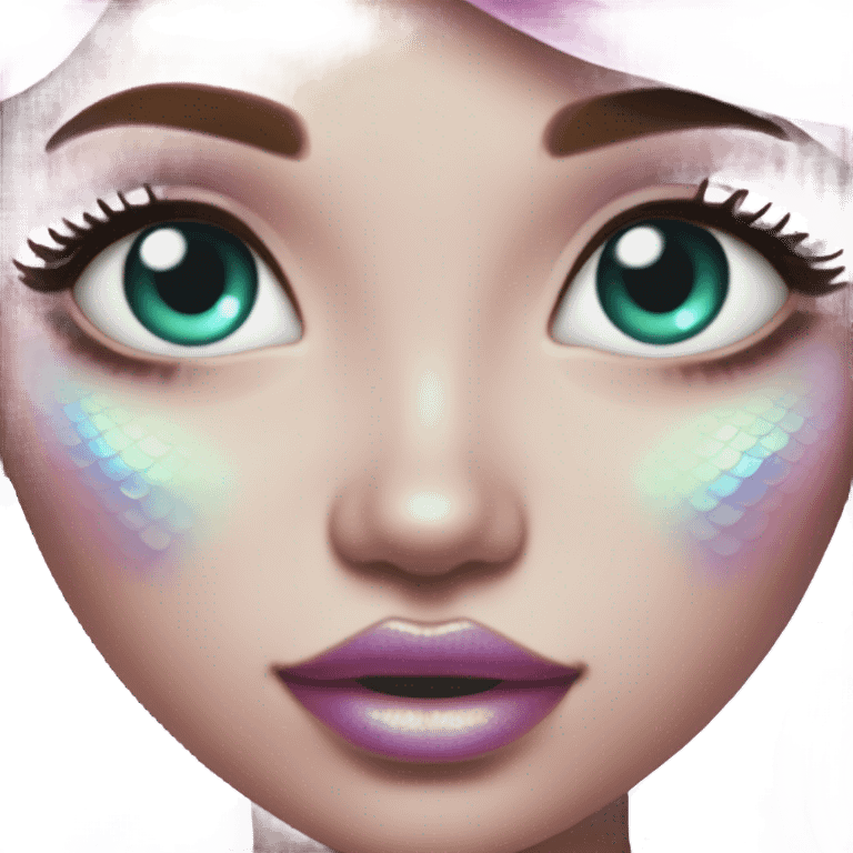 mermaid, model, magical, pink lips, iridescent, mystical, shiny, holographic, highlights, scales  emoji