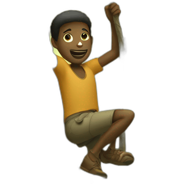 A black man climbing a jungle tree emoji