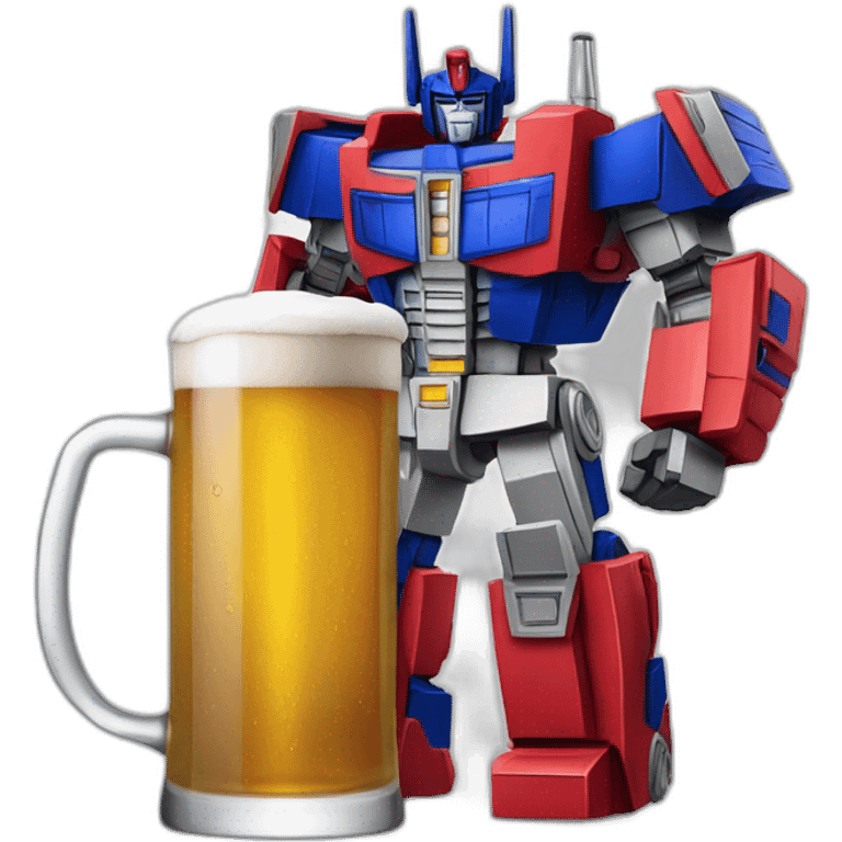 Optimus Prime avec une bière emoji