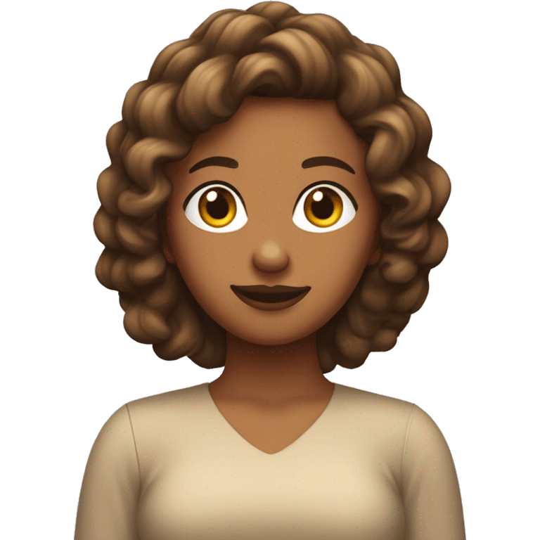 Chica de pelo ondulado marrón con piel clara emoji