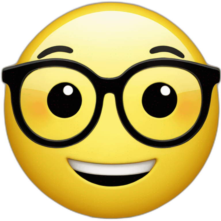 Yellow circle head With a cheerful expression with black eyes black glasses Hair on the head emoji