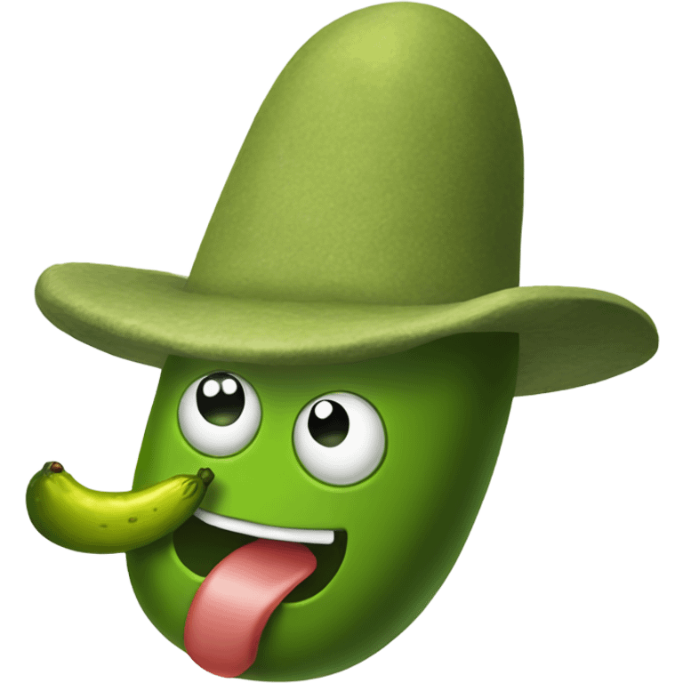 Pickle in a hat eating a pickle emoji