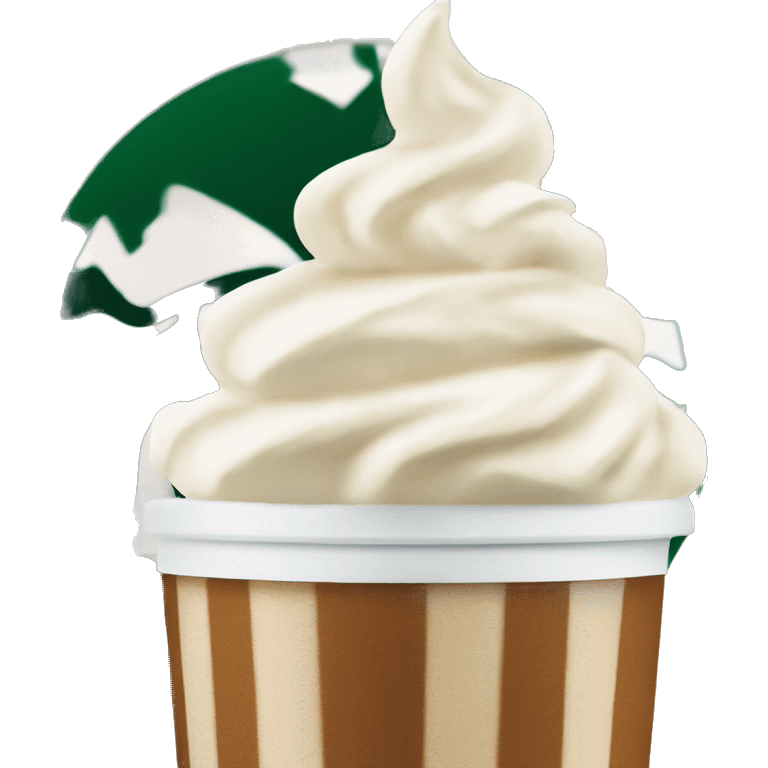 Coffee with whipped cream in a Starbucks cup emoji