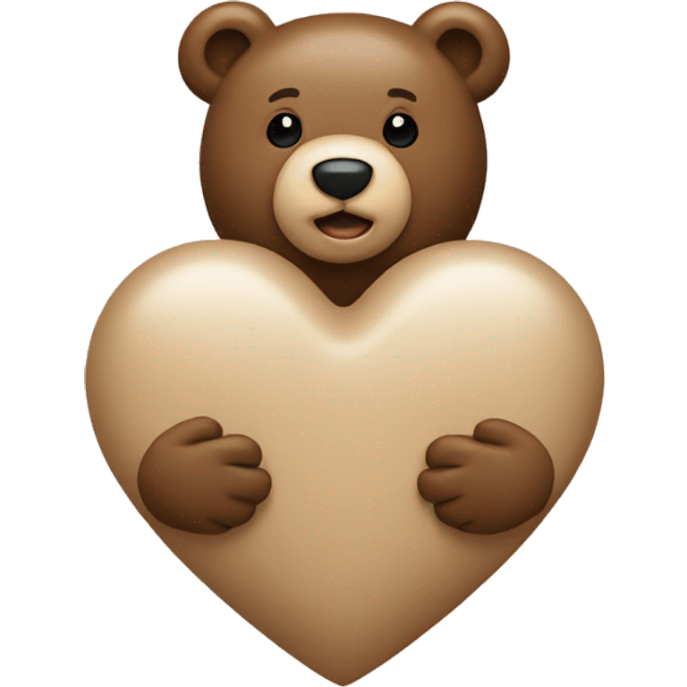 Beige heart and bear emoji