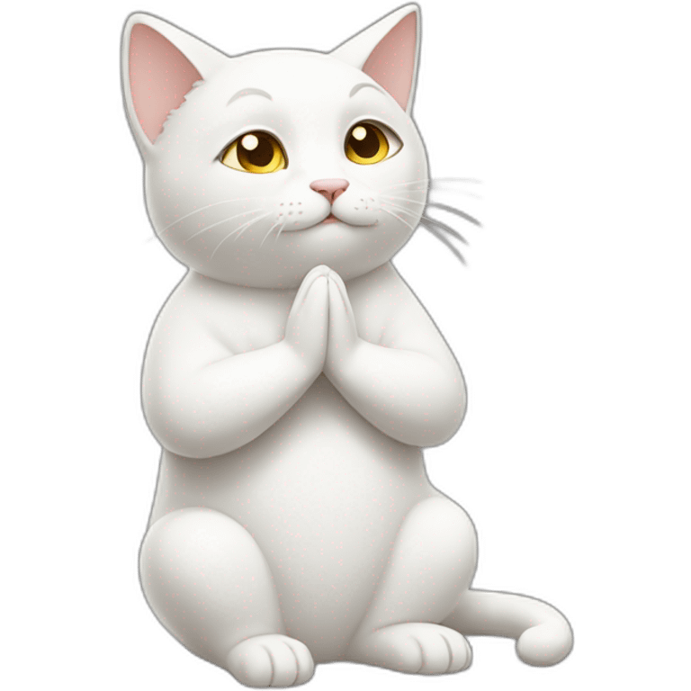 White cat praying for god emoji