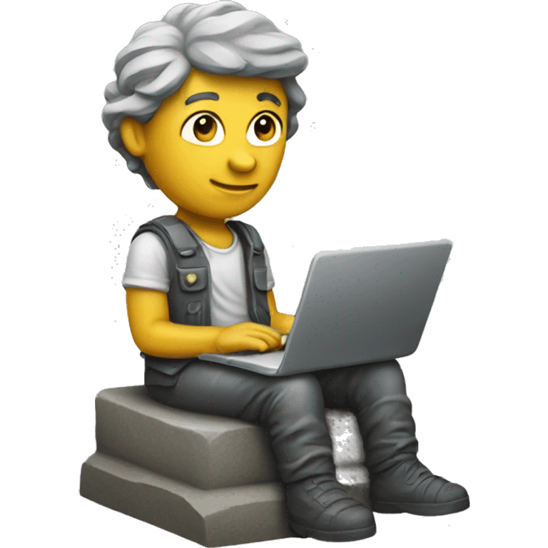 Tinker statue using laptop  emoji