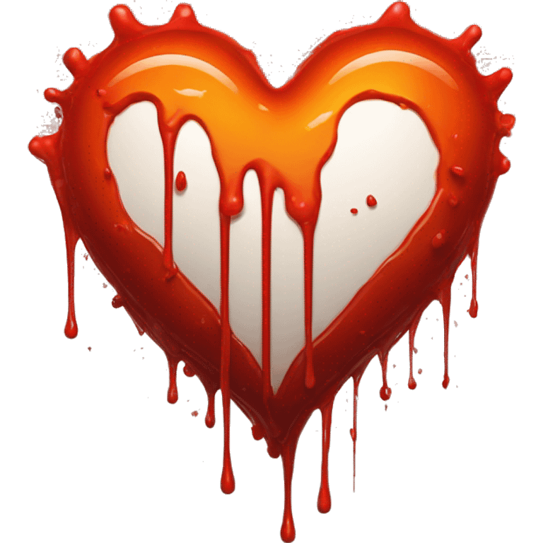 bleeding red heart glowing red-orange with splatter emoji