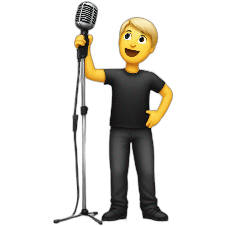 White Person on stage spotlight with microphone stand emoji