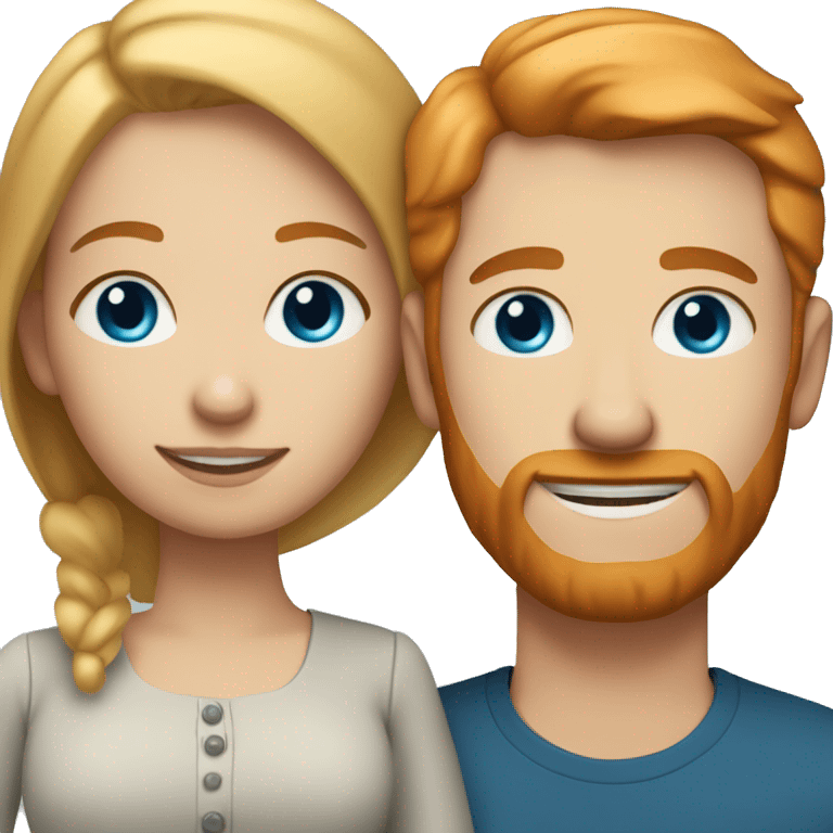 girl with blue eyes and blonde hair and husband by with ginger hair and short ginger beard  emoji