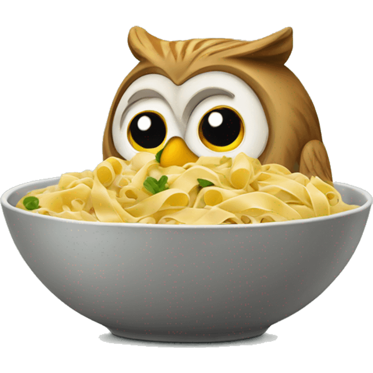 An owl eating pasta  emoji