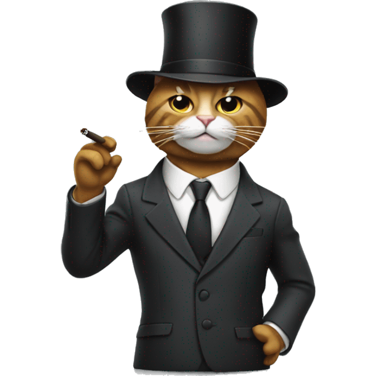 cat wearing a suit smoking cigar emoji