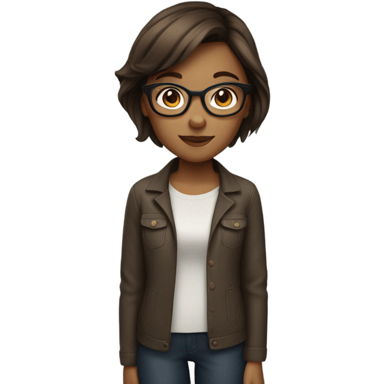 Girl with glasses and short brown hair emoji