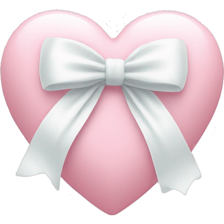 Pastel pink heart with white bow emoji