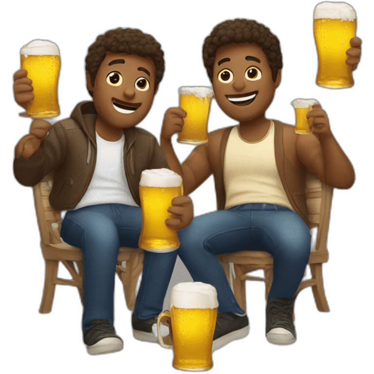 Friends drinking beer emoji