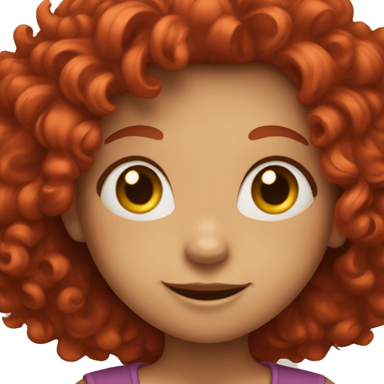 girl with big red hair smiling and waving emoji