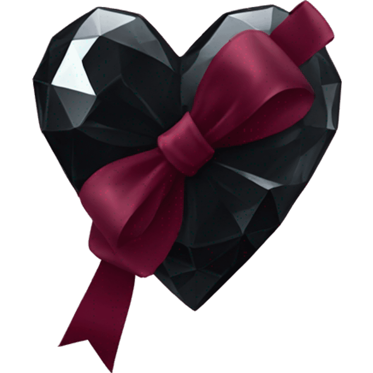 crystal black heart wrapped in a burgundy bow emoji