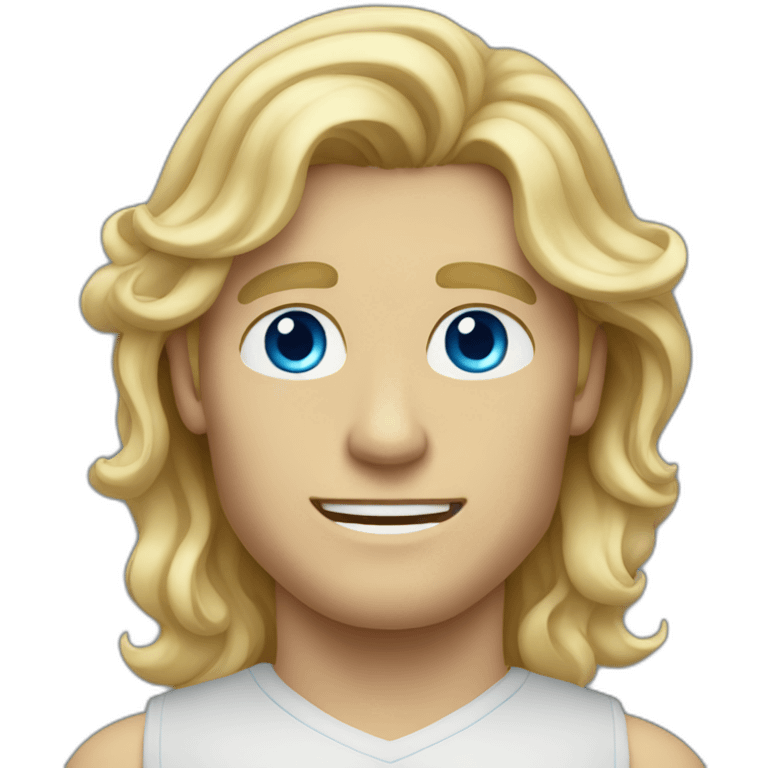 Long blond wavy hair man with blue eyes emoji