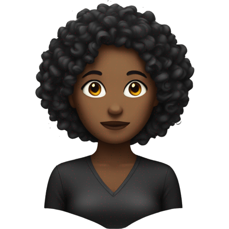 A dark skined woman with curly hair emoji