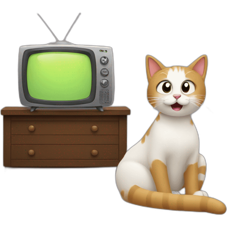 a cat watching tv emoji