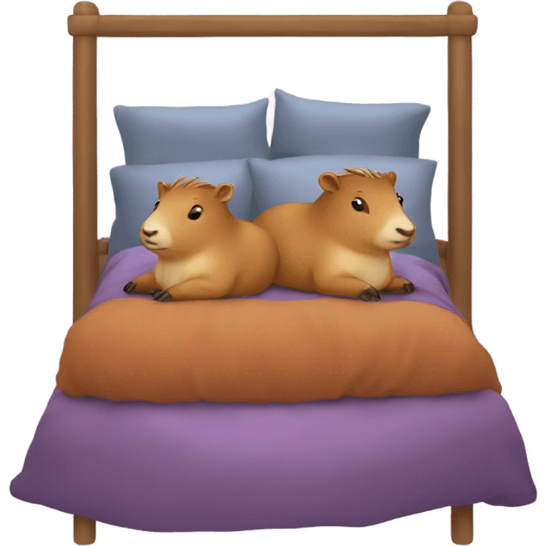 Two capybaras in bed emoji