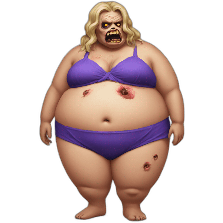 fat zombie wearing a bikini hyperrealistic emoji