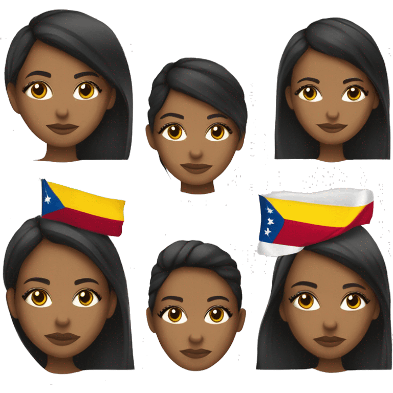 Presidenta chica cabello negro ojos marrones con la bandera de venezuela  emoji