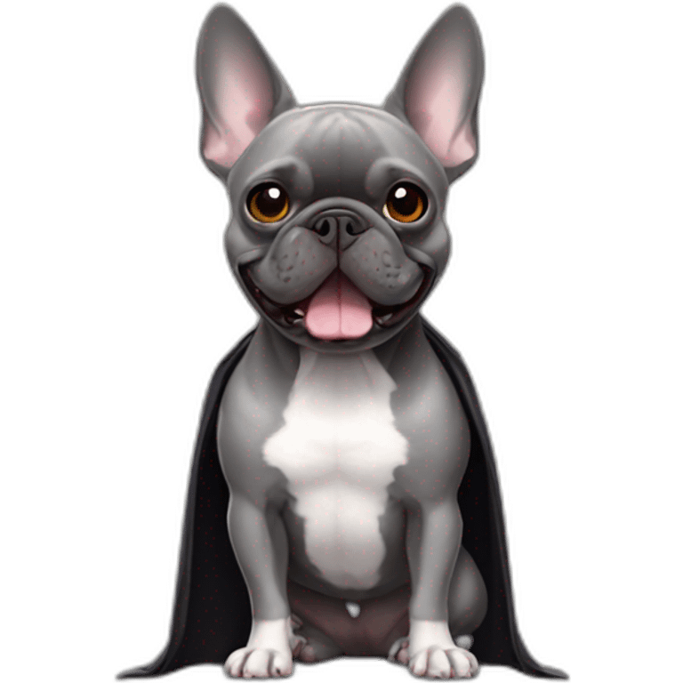 gray french bulldog turned into a bat emoji